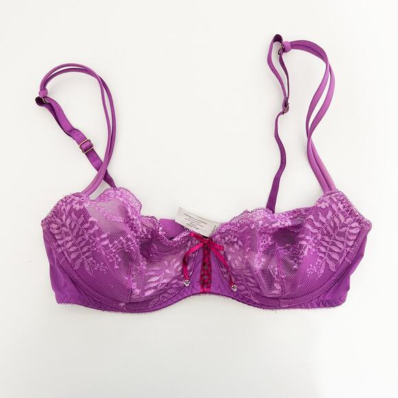 Victoria Secret Lot Bras Womens 34C Lace Sheer Demi Floral Underwire Lot of 3 - Picture 3 of 9
